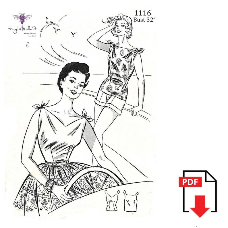 Reproduction Vintage 1950's Sewing Pattern Darted Blouses image 0