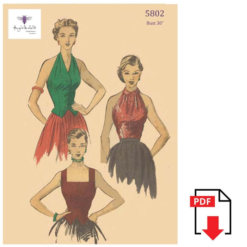 Vintage 1950's Sewing Pattern: Fitted Blouse Bust 30 image 0