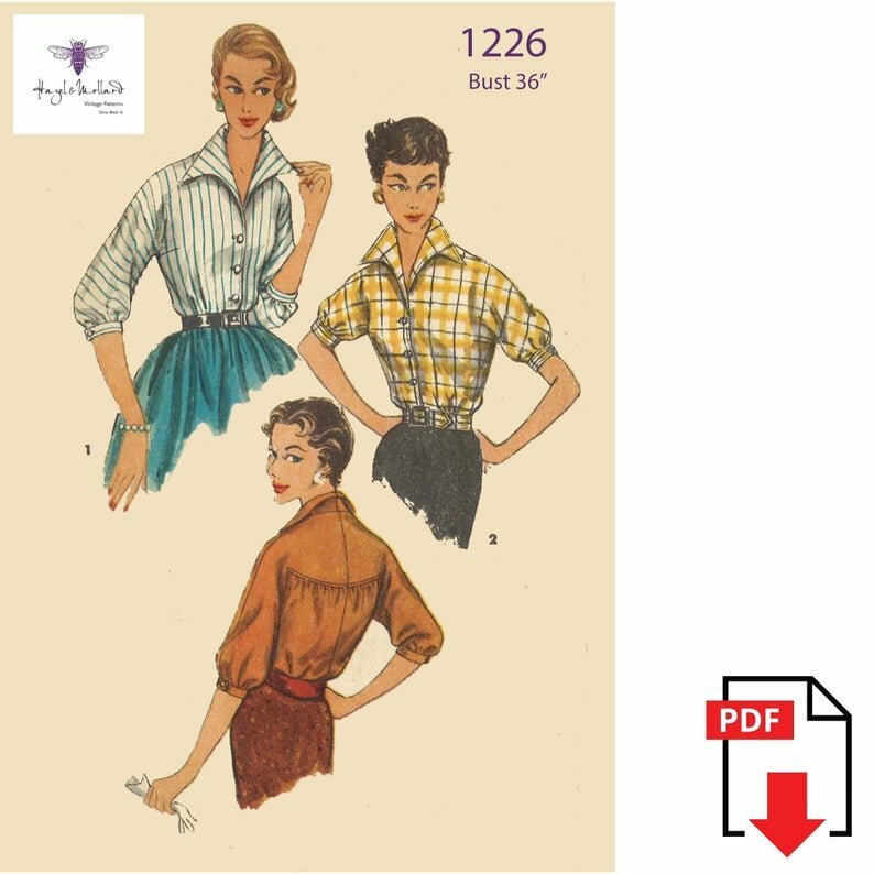 Vintage Reproduction 1950's Sewing Pattern Stylish Blouse image 0