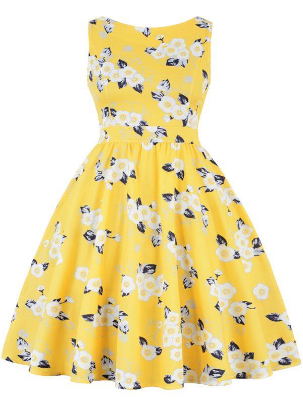 Swing Dresses Retro Pattern Sleeveless Dress