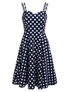 Hepburn Style Two-piece Dot Stitching Sling Dress With Detachable Mesh Shawl
