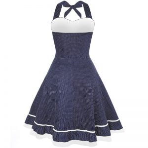 Hepburn Style Retro Halter Neck 50s Pleated Dress