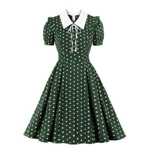 1950s Dresses Retro Polka Dot A Line Swing Dress
