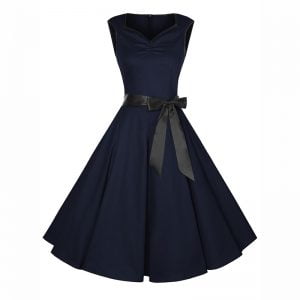 Women Sleeveless Print Retro Swing Dress