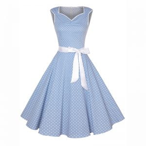 Women Sleeveless Print Retro Swing Dress