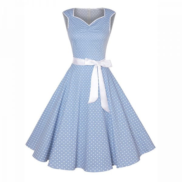 Women Sleeveless Print Retro Swing Dress