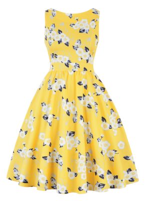 Swing Dresses Retro Pattern Sleeveless Dress