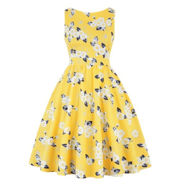 Swing Dresses Retro Pattern Sleeveless Dress