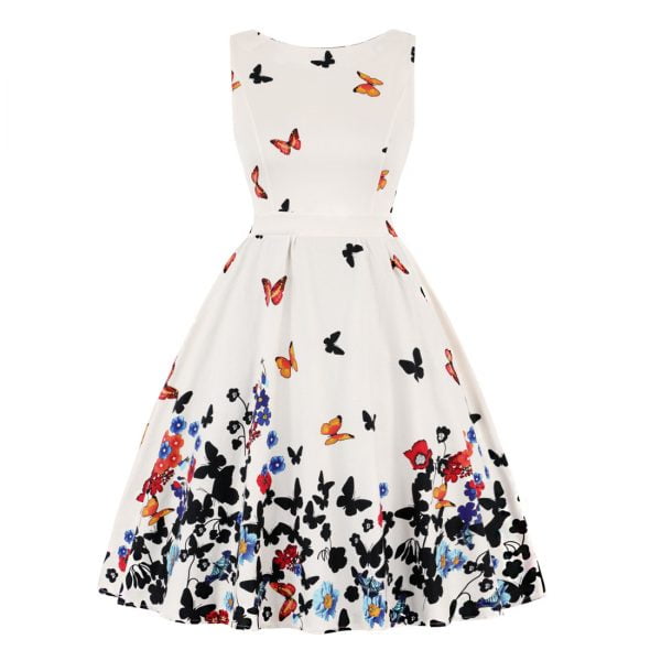 Swing Dresses Retro Pattern Sleeveless Dress