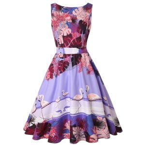 Swing Dresses Retro Pattern Sleeveless Dress