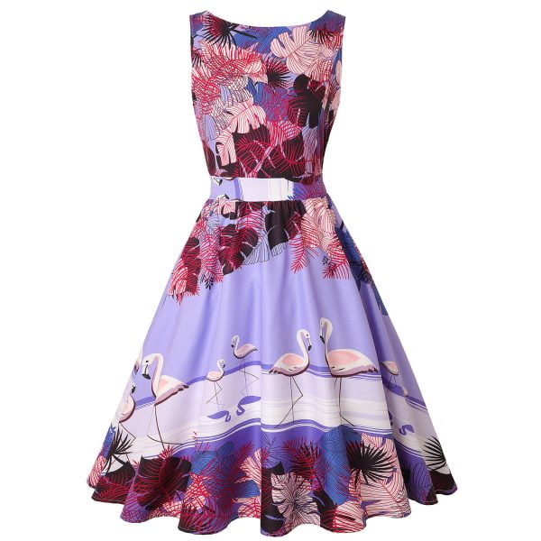 Swing Dresses Retro Pattern Sleeveless Dress