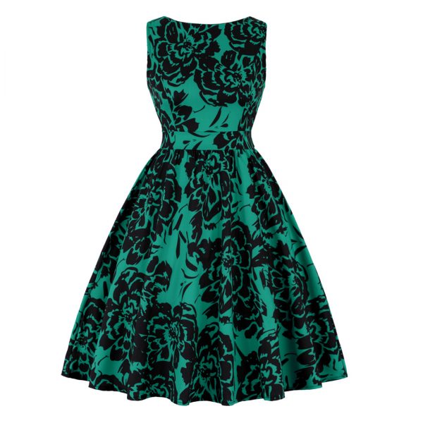 Swing Dresses Retro Pattern Sleeveless Dress