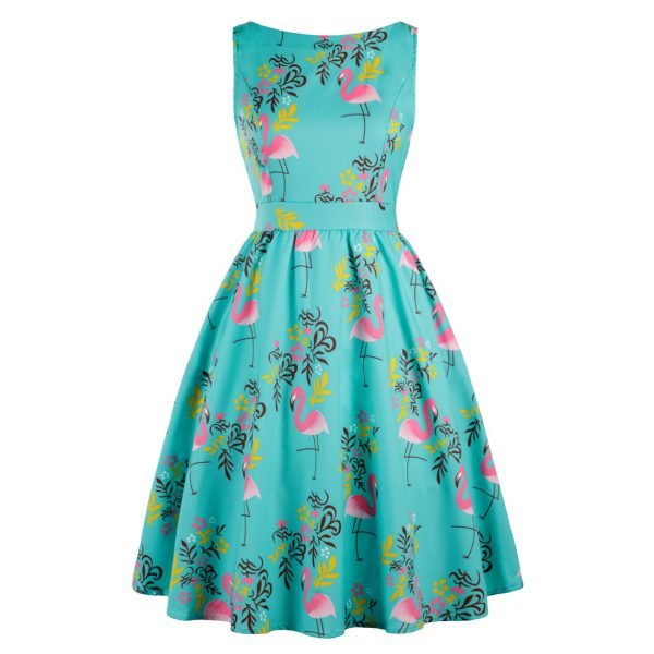 Swing Dresses Retro Pattern Sleeveless Dress
