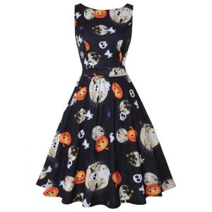 Swing Dresses Retro Pattern Sleeveless Dress