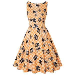 Swing Dresses Retro Pattern Sleeveless Dress