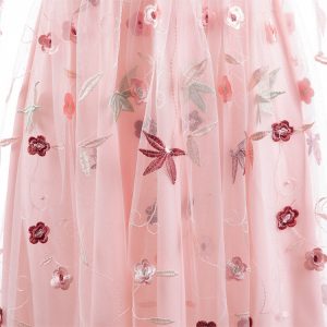 Women's Tea Dress Flower Embroidered 1950s Rockabilly Lace Swing Dress