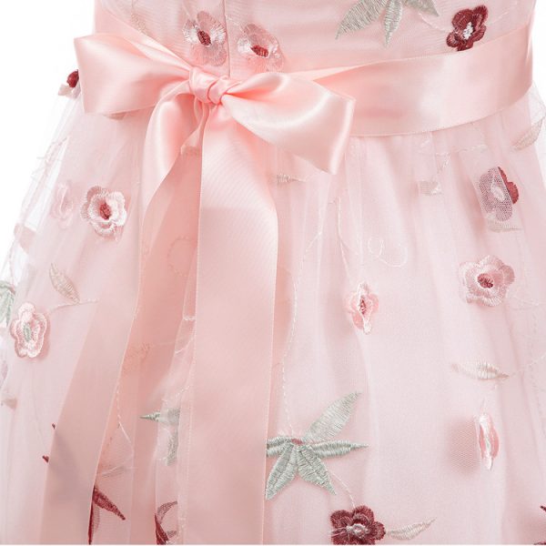 Women's Tea Dress Flower Embroidered 1950s Rockabilly Lace Swing Dress