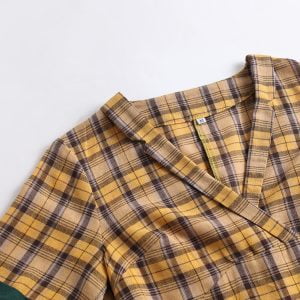 1950s Plaid Dress Short-sleeved Mid-waist Swing Dress