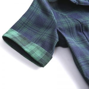 Retro Plaid Stitching Short Sleeve Dress