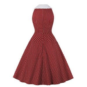 Retro Polka Dot Slim Swing Contrast Dress