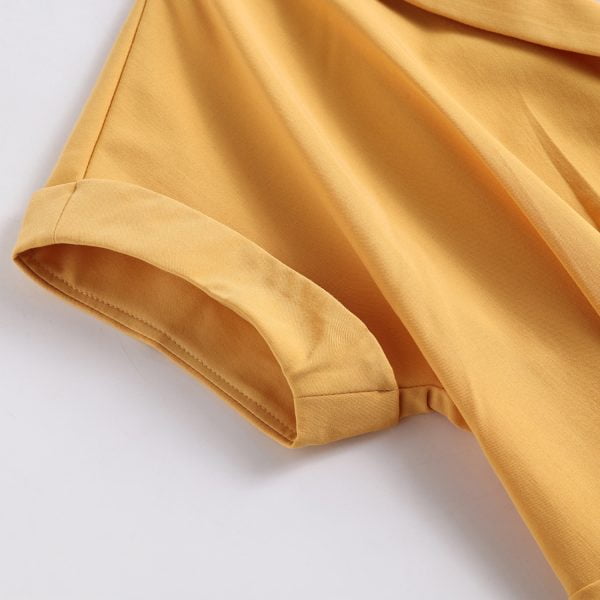 Solid Color Mid-length Retro Lapel Dress