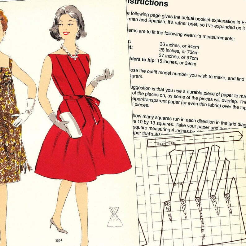 PDFs of vintage 60s sewing pattern system  60 pages  Winter image 0