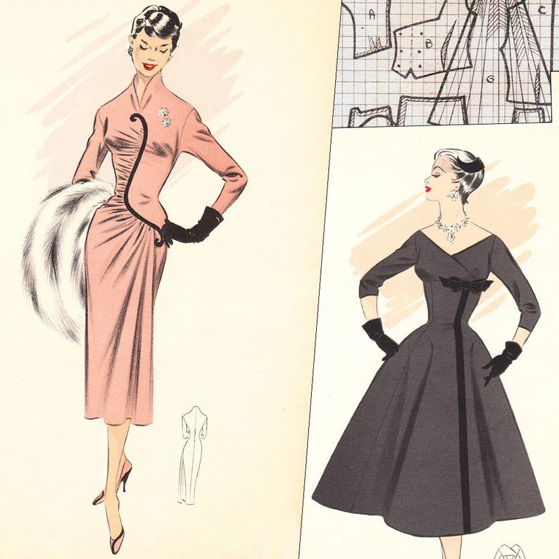 PDFs of vintage 50s sewing pattern system  Winter 1957  image 0