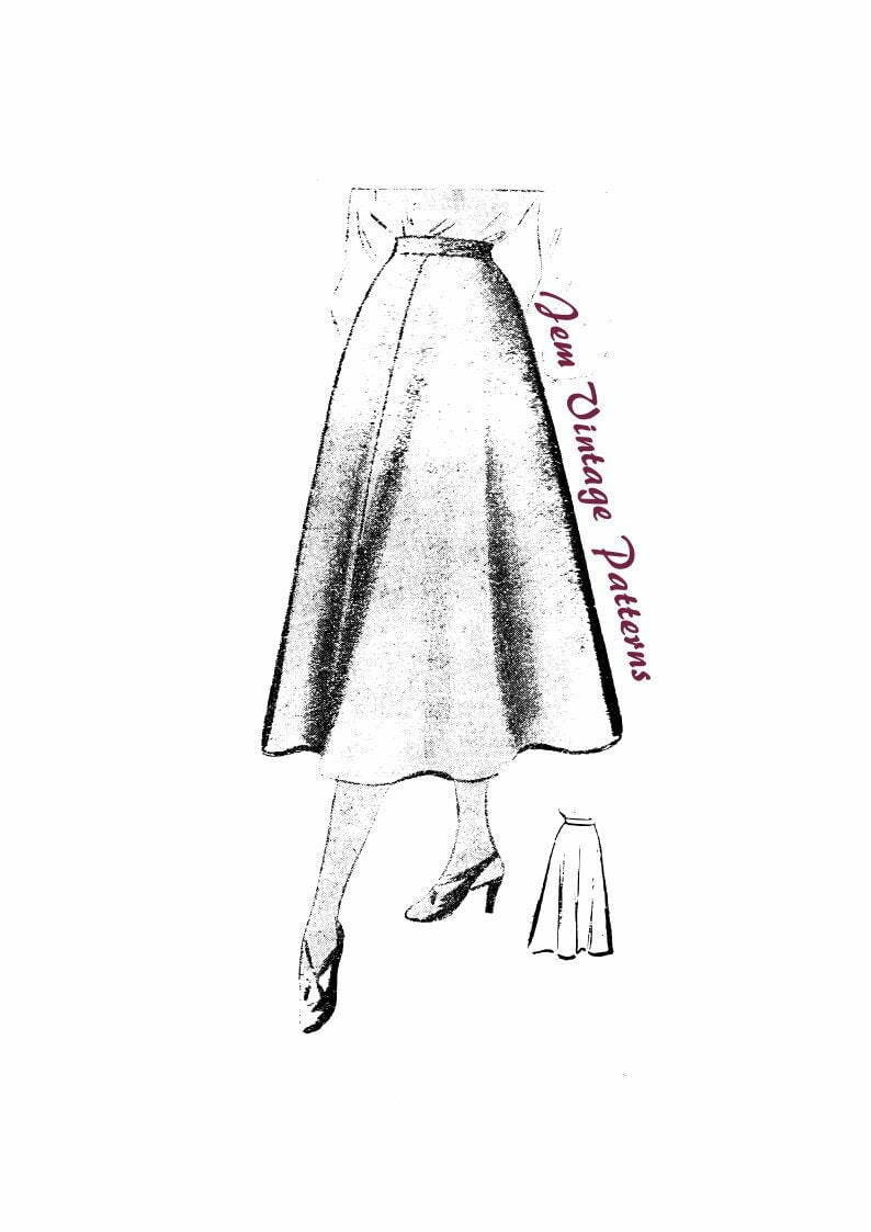 1940s skirt  vintage sewing pattern  40s  panel skirt  pdf image 0