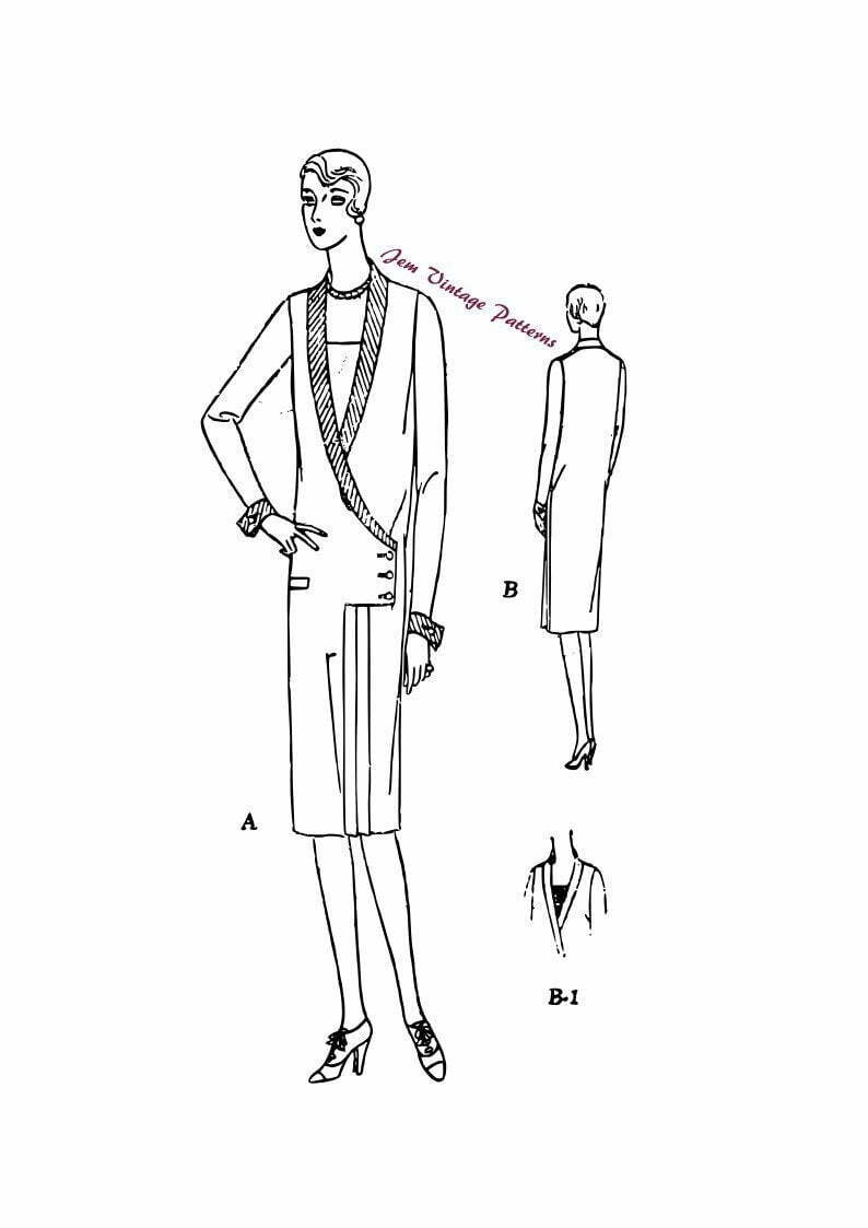 1920s frock with crossover and pleats  vintage sewing pattern image 0