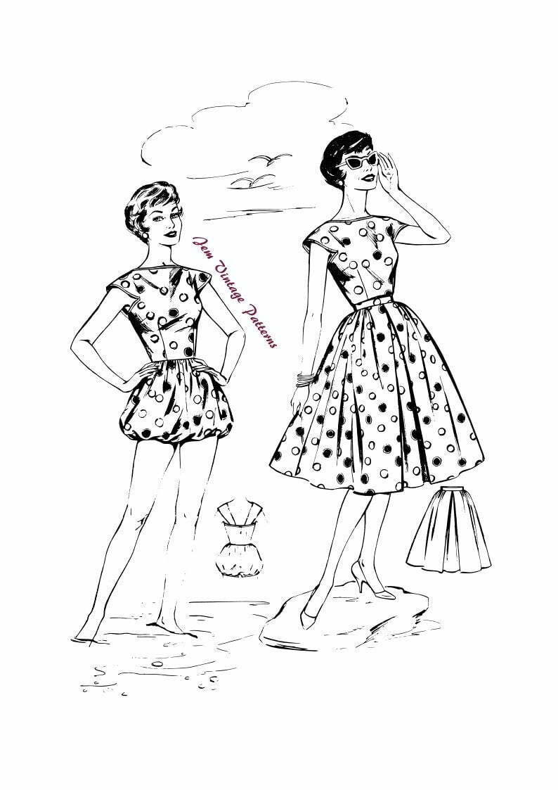 1950s playsuit and skirt set  vintage sewing pattern  50s  image 0