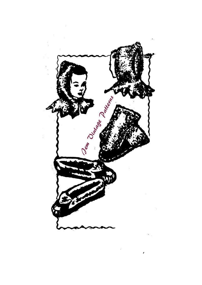 Bonnet Moccasins and Mittens  vintage sewing pattern  image 0