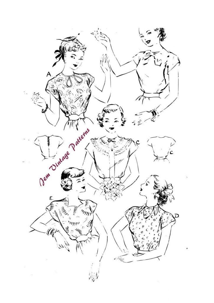 1950s magyar blouses with five views  vintage sewing pattern image 0