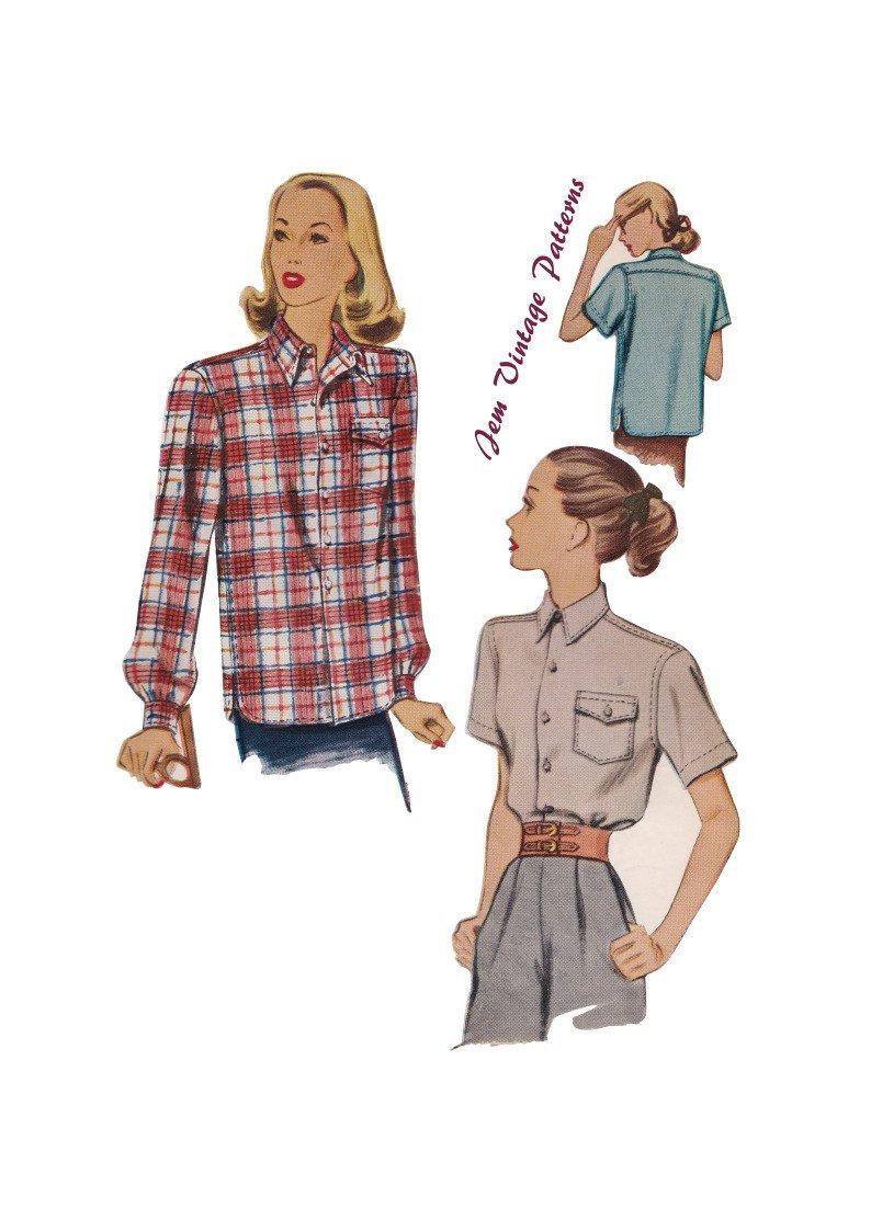 1946 masculine style shirt  vintage sewing pattern  40s  image 0