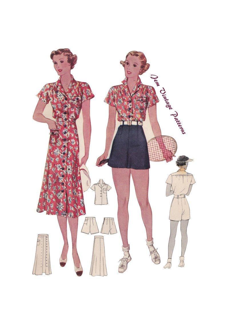 1930s sportswear set  vintage sewing pattern  30s  pdf image 0