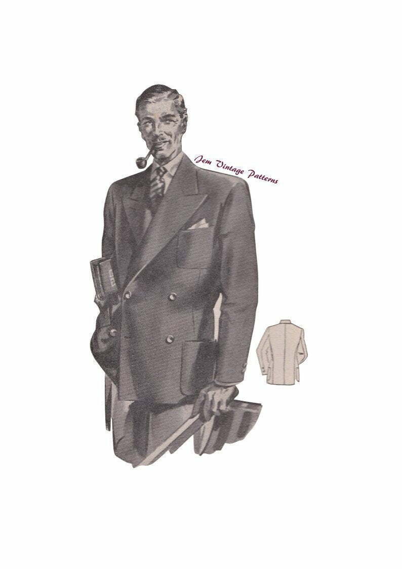 1940s man's blazer  vintage sewing pattern  40s  pdf image 0