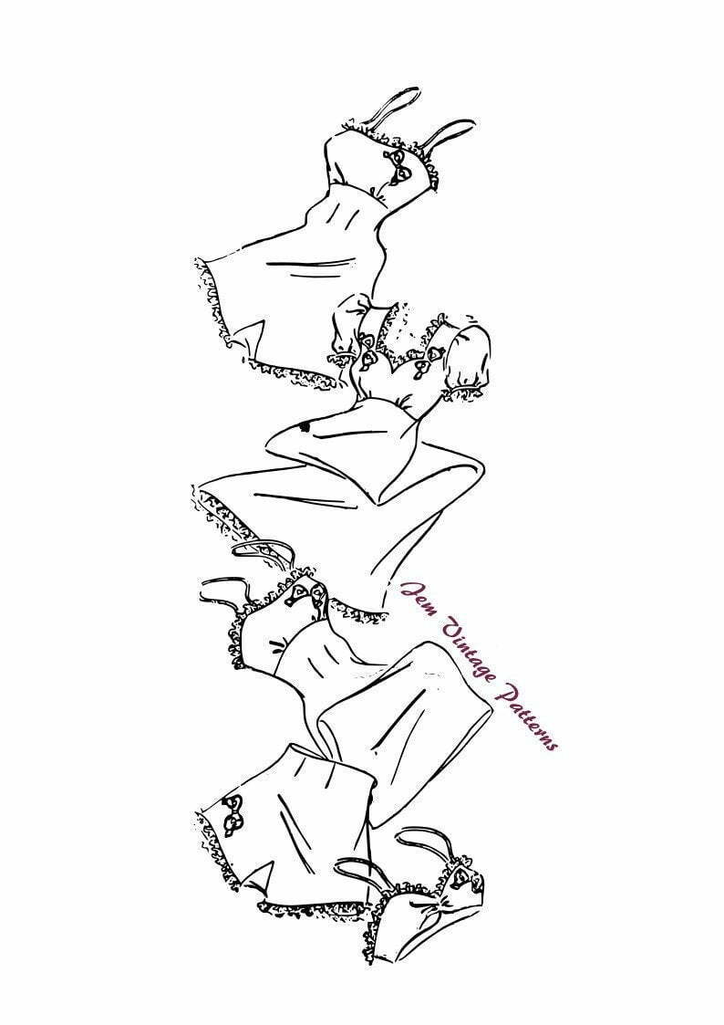 Vintage lingerie set  vintage sewing pattern  1930s  1940s image 0