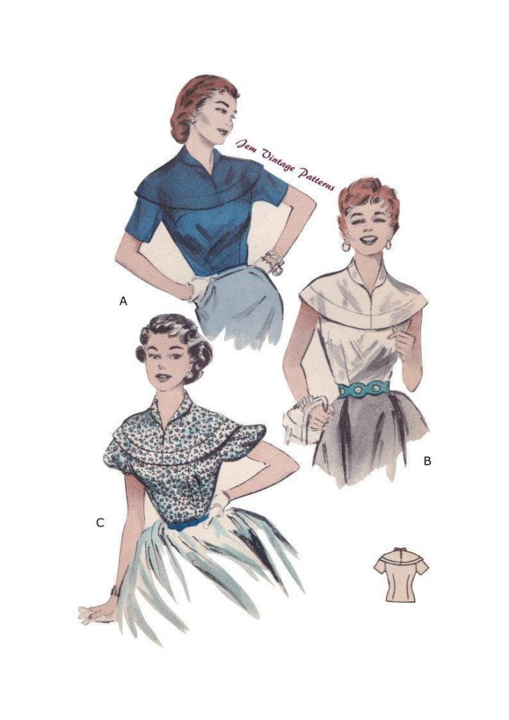1954 yoke blouse  vintage sewing pattern  1950s  50s  pdf image 0