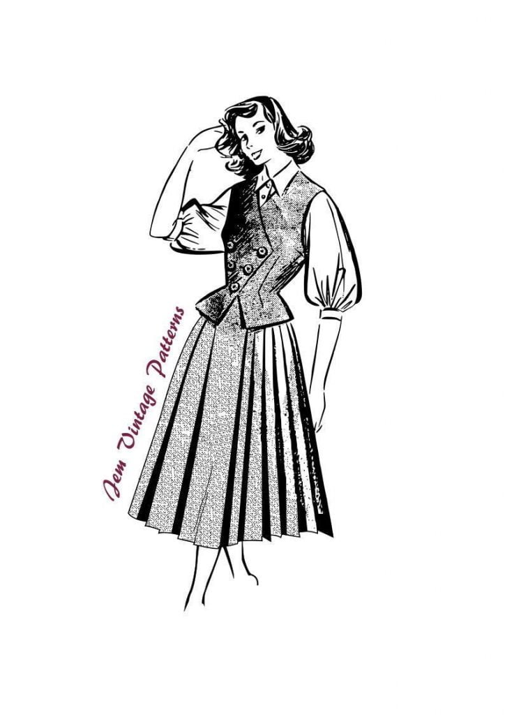 1940s skirt and waistcoat  vintage sewing pattern  40s  pdf image 0