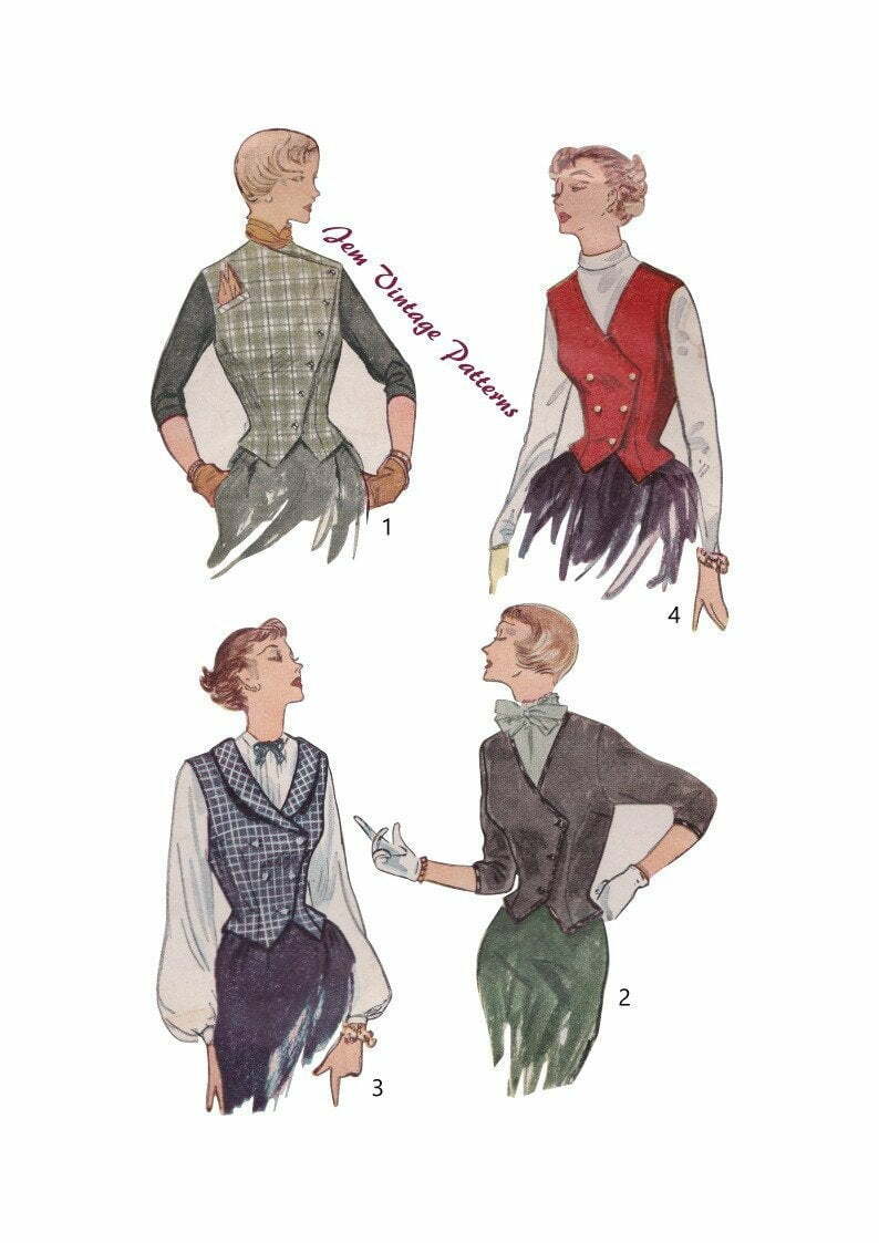 1950 waistcoat and jacket  vintage sewing pattern  1950s  image 0