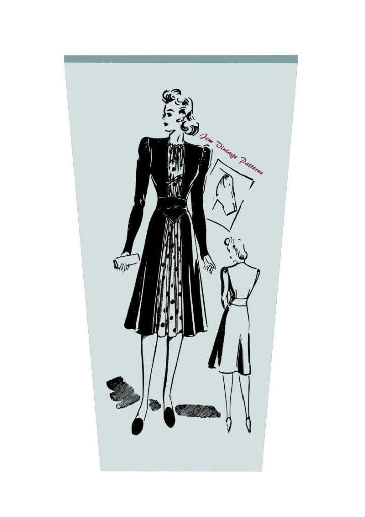 1940s puff sleeve dress  vintage sewing pattern  40s  pdf image 0