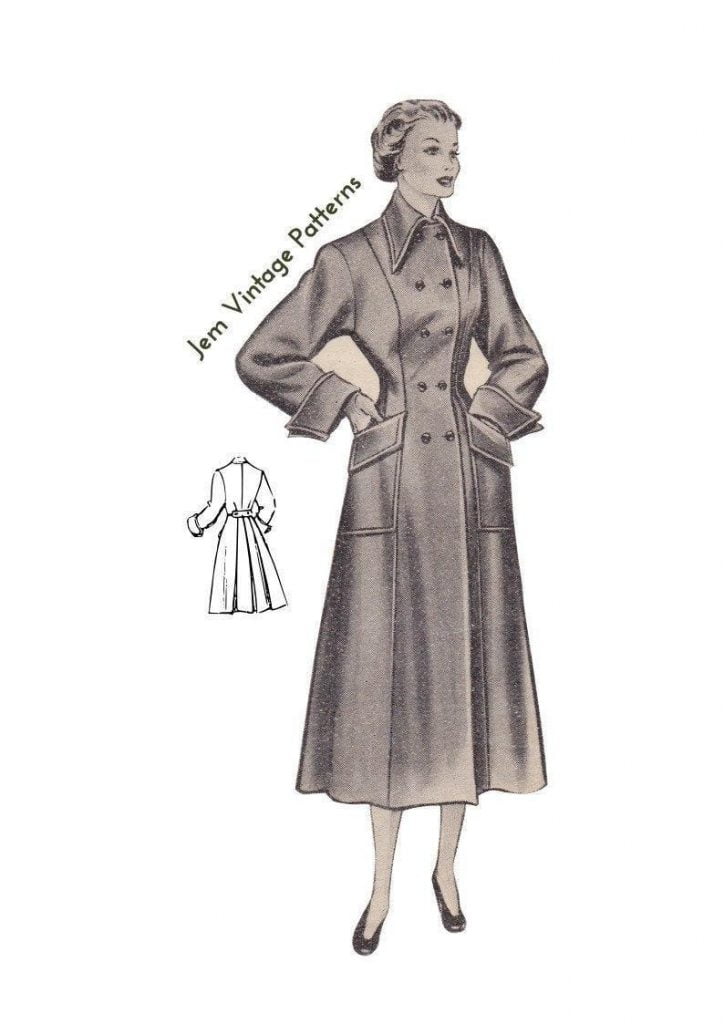 1950s coat  vintage sewing pattern  1950s   50s  pdf image 0