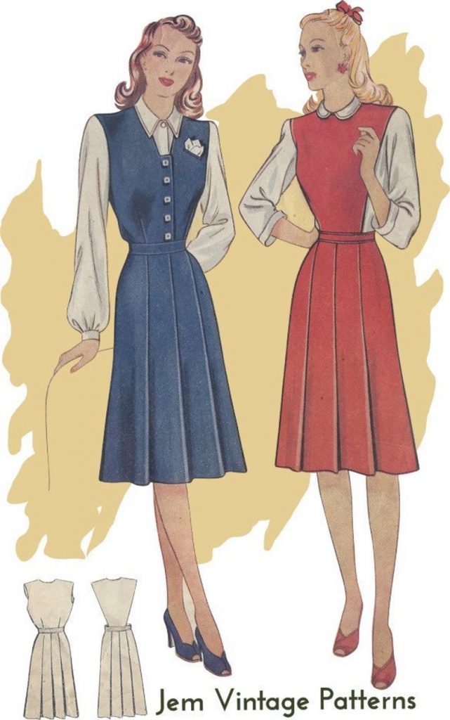 1940s pinafore dress  vintage sewing pattern  1940s   40s  image 0