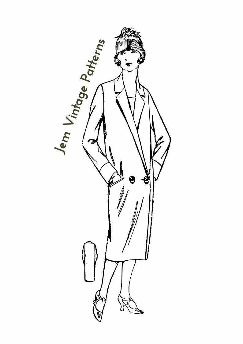 1920s smart coat  vintage sewing pattern  1920s  20s  pdf image 0