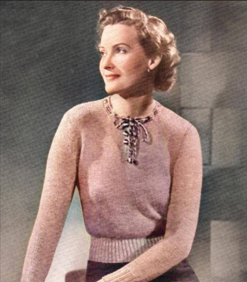 Vintage 1950's Lady's Jumper Sweater Knitting Pattern image 0