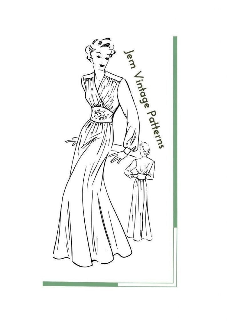 1930s hostess gown  vintage sewing pattern  30s  pdf image 0