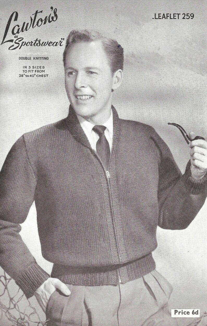 1940's Vintage Knitting Pattern for Man's image 0