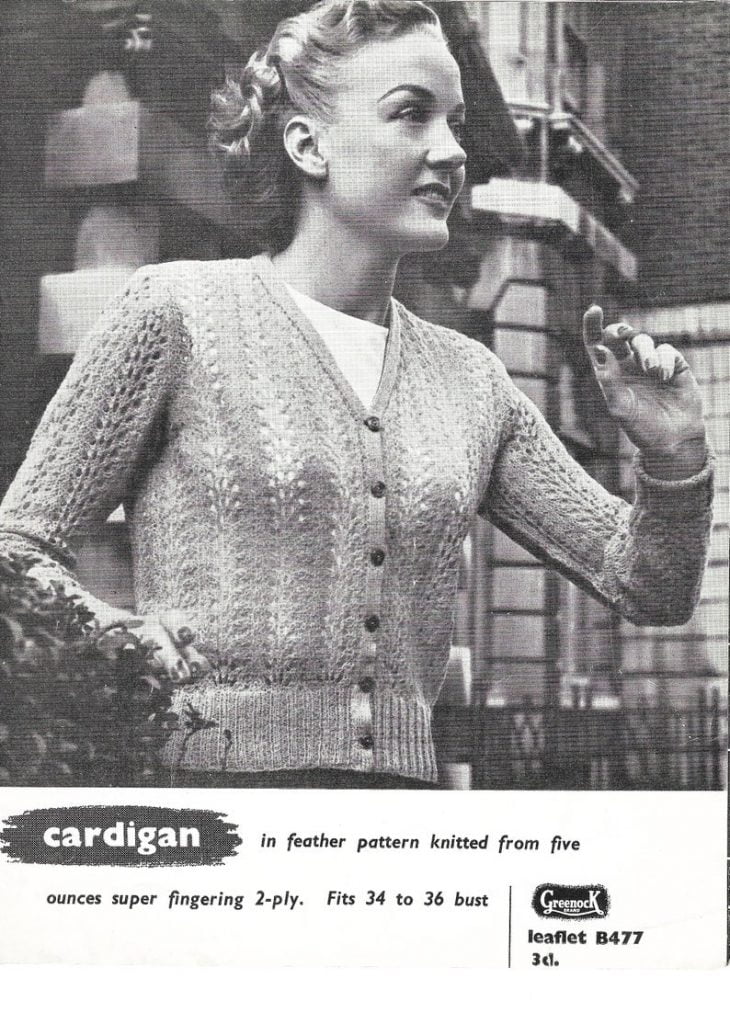 1940s Vintage Knitting Pattern PDF for a Ladies Cardigan image 0