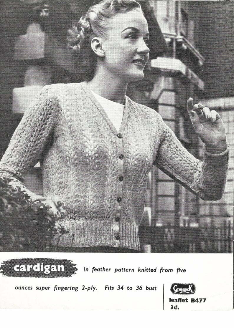 1940s Vintage Knitting Pattern PDF for a Ladies Cardigan image 0