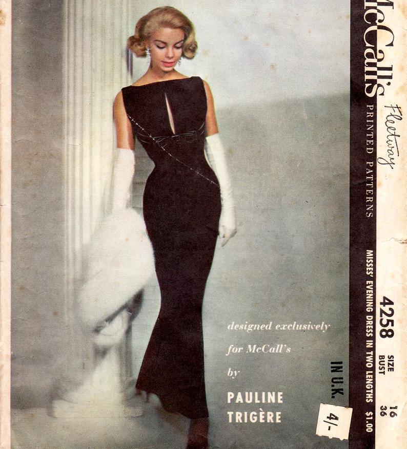 Pauline Trigere  McCalls 4258  vintage 50s evening dress image 0