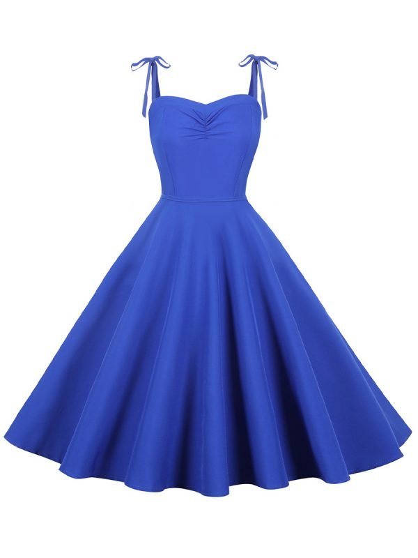 Women's Dress Sleeveless Solid Color Spaghetti Strap Flared Midi Dress